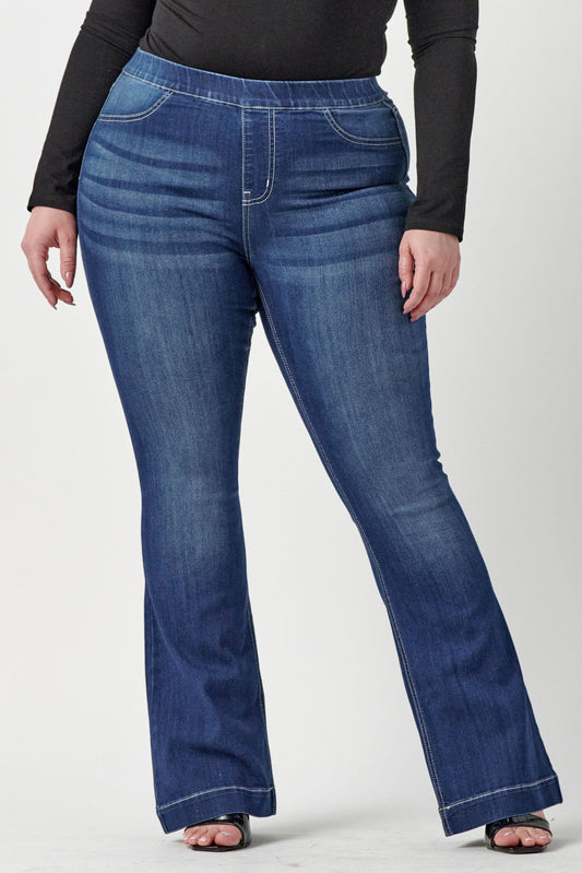 Cello Dark Denim Flare Curvy Jeans