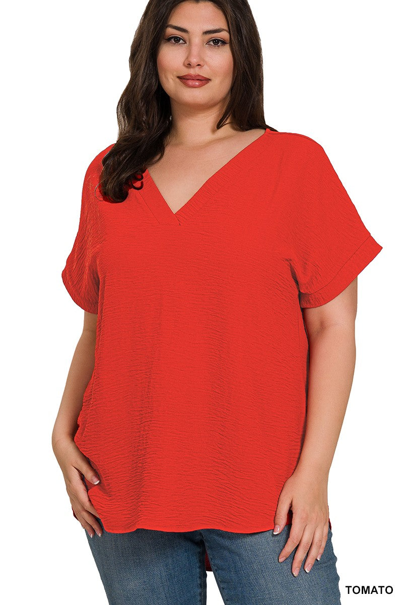 Zenana V-Neck Plus "Tomato"