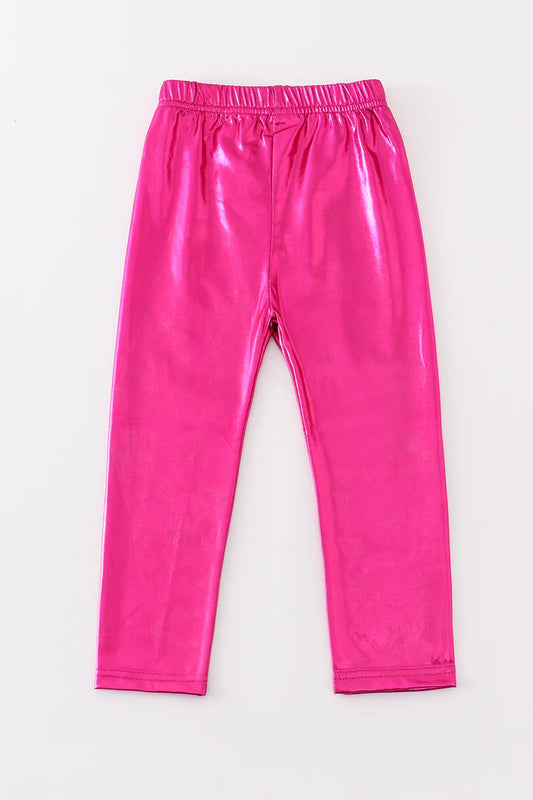 Girl's Magenta Metallic Pants