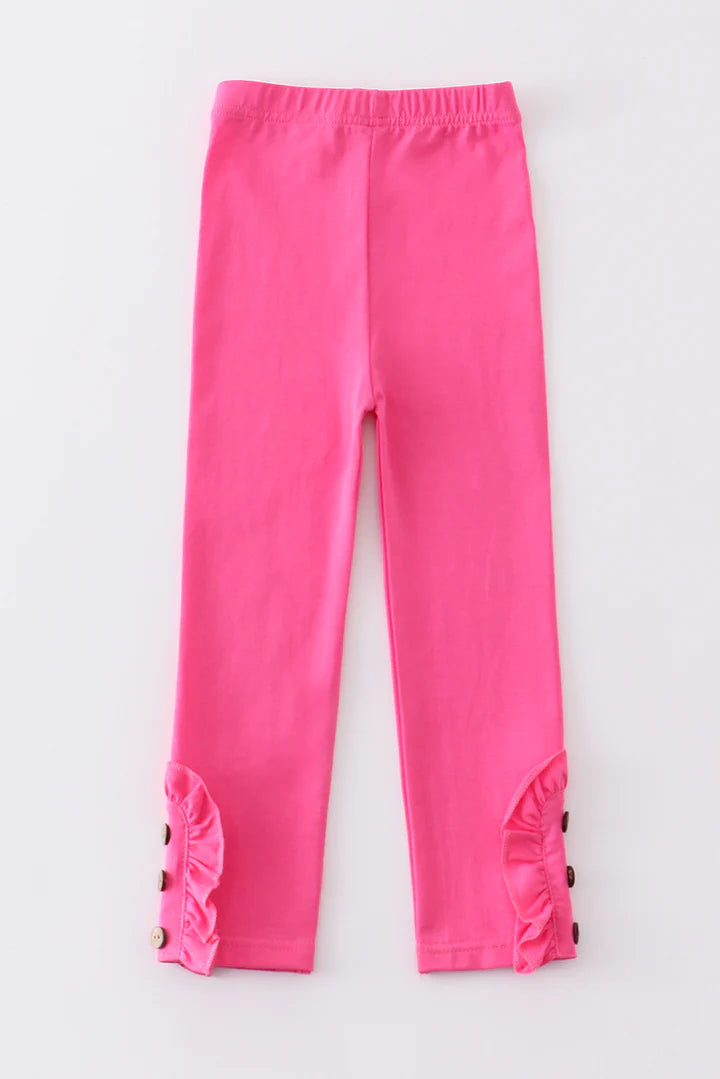 Girl's Pink Ruffle Leggings