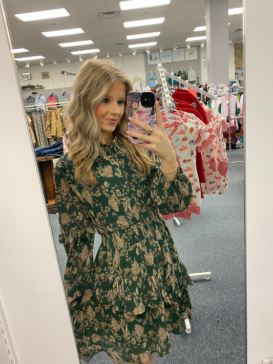 Green Antique Floral Dress