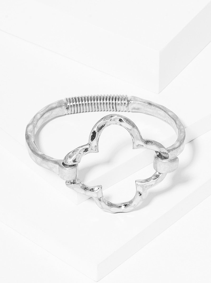 Clover Bangle Bracelet Silver