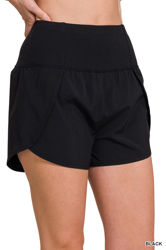 Zenana Black Shorts W/Back Zip pocket