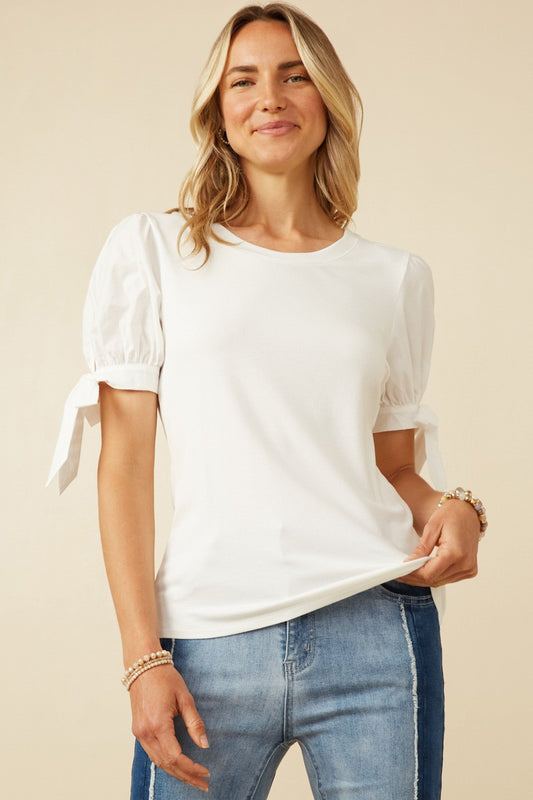 Poplin Tie White Top