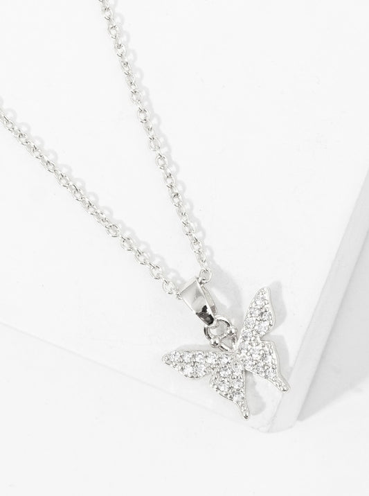 Butterfly Necklace White Gold