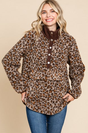 Jodifl Leopard Fleece Pullover