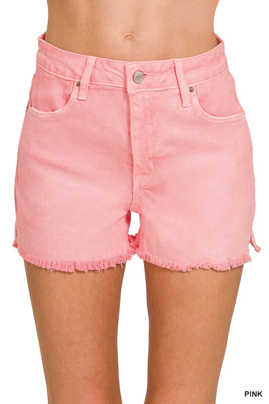 Pink Raw Hem Jean shorts