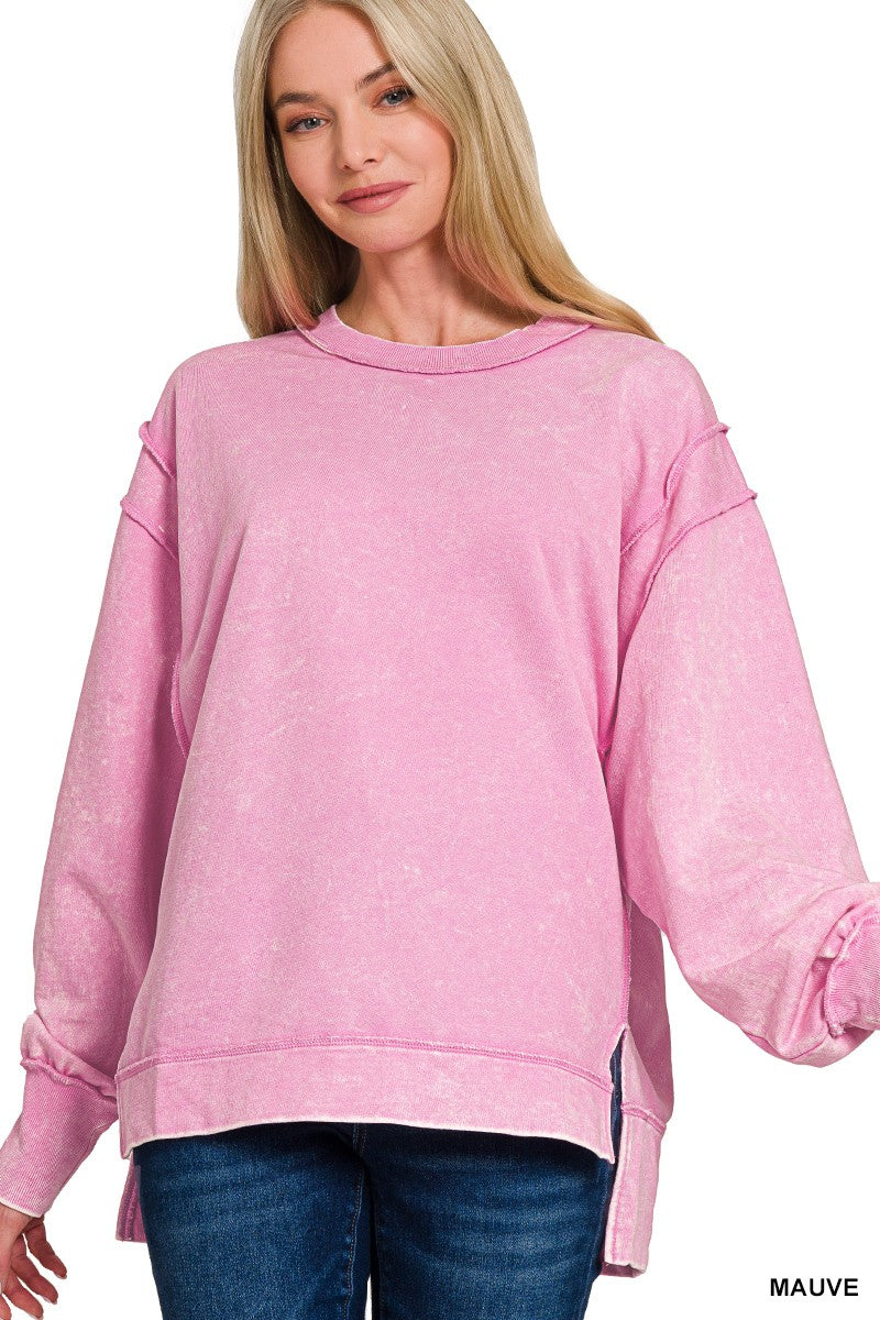 Mauve Acid Wash Sweatshirt