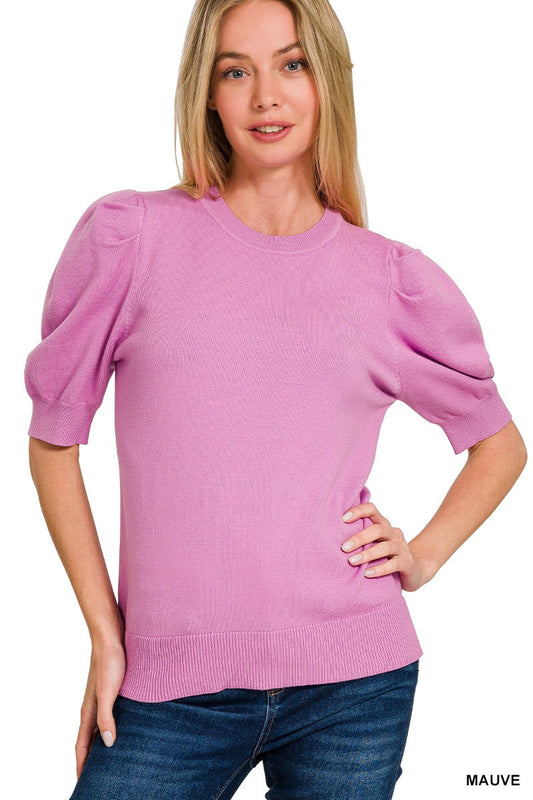 Mauve Puff Sleeve Sweater