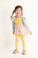 Blue Floral Print Ruffle Stripe Girl 2pc