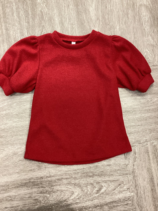 Girls Red Puff Sleeve Sweater