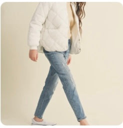 Tween Girls Quilted Cream Jacket