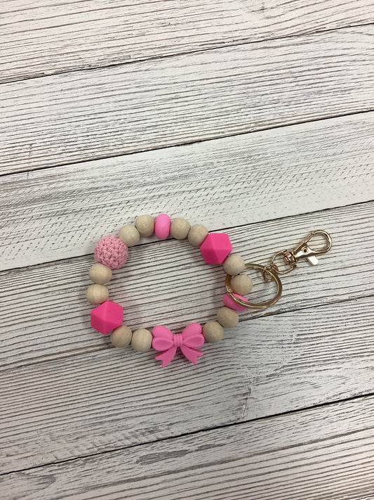Pink Bow Wristlet Key Ring