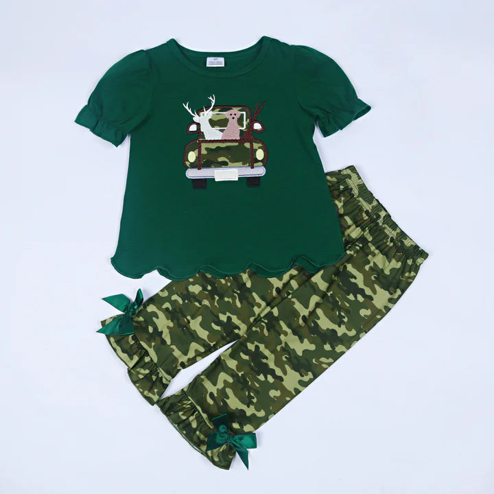 Girl's Applique Camo 2pc Outfit