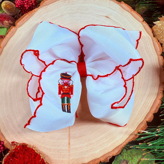Nutcracker Embroidered Moonstitch Bow