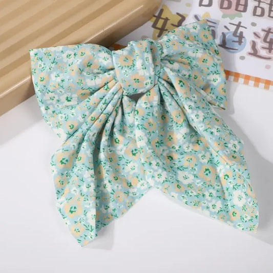 Mint Ditsy Organza Bow