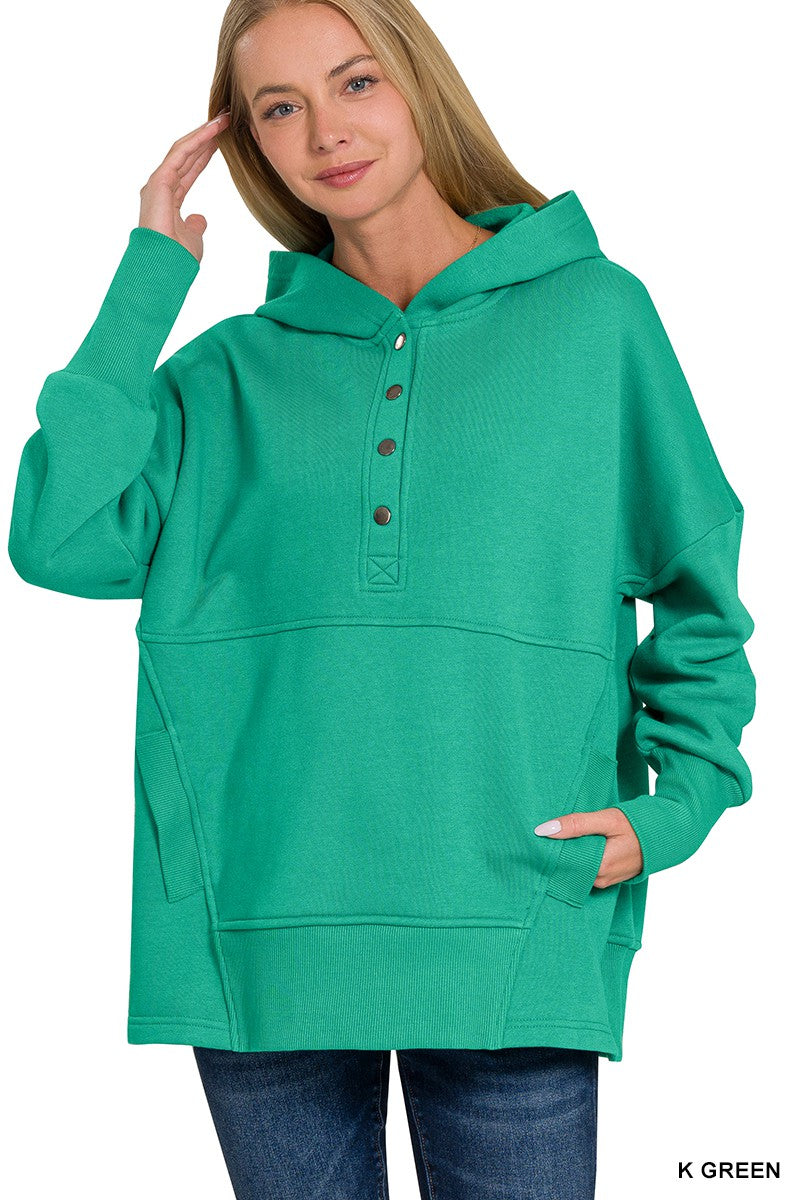 Zenana Kelly Green Fleece Hoodie