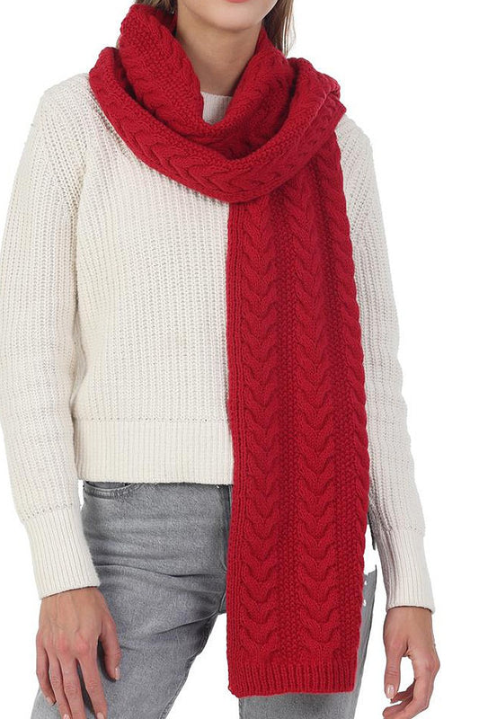 Red Cable Knit Scarf