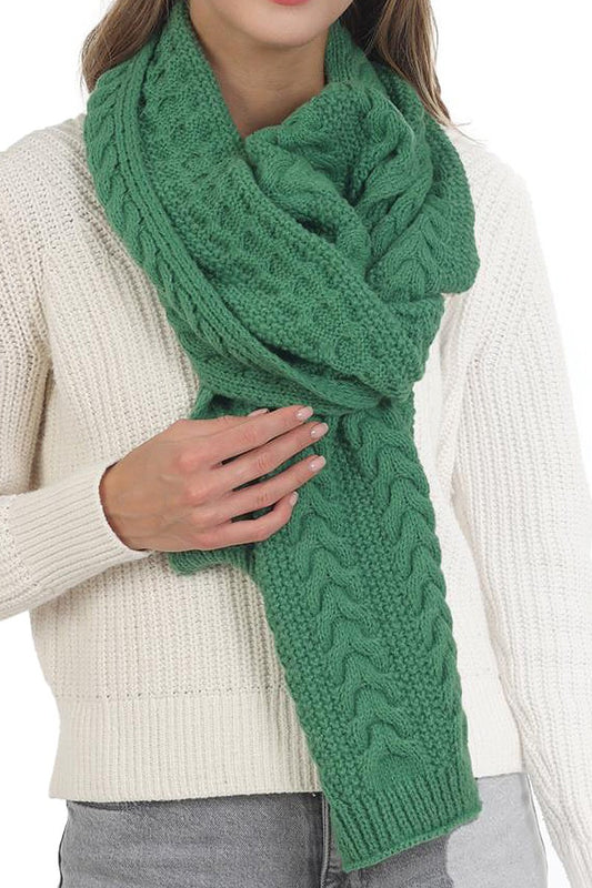 Green Cable Knit Scarf