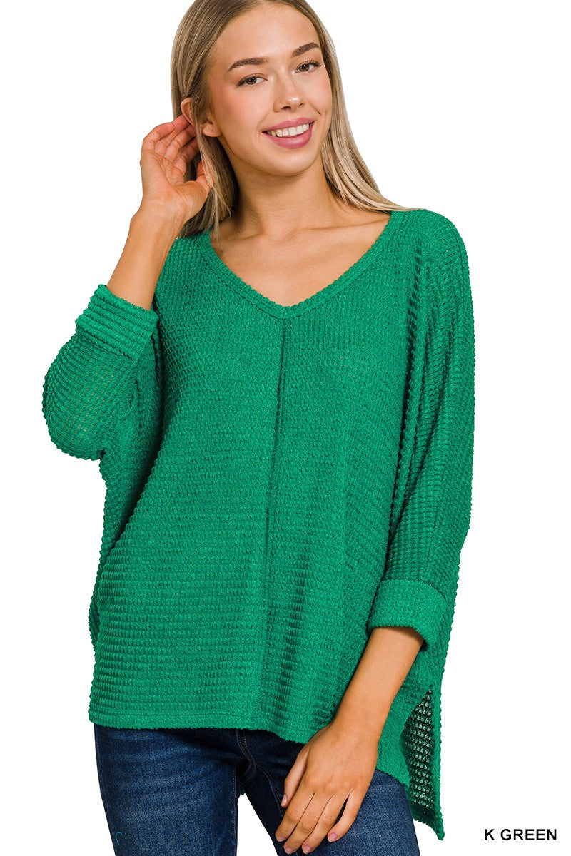 Zenana Kelly Green Jacquard Top