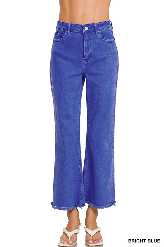 Bright Blue Zenana Crop Jeans