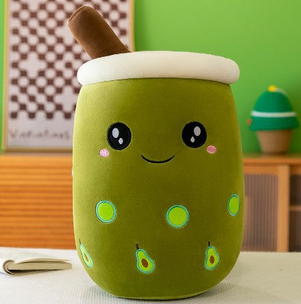 Boba Tea Green Plush Pillow