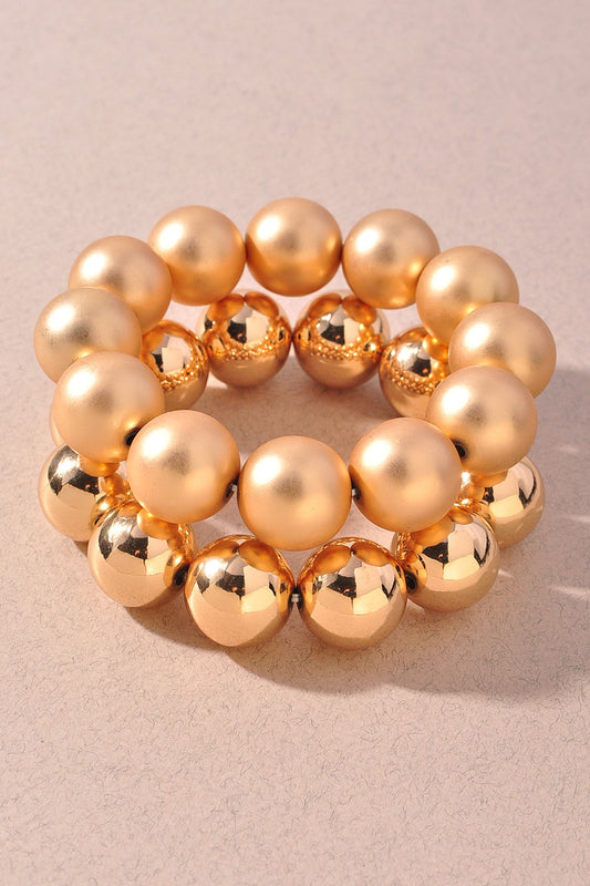 Gold Ball Bracelet 2pc set