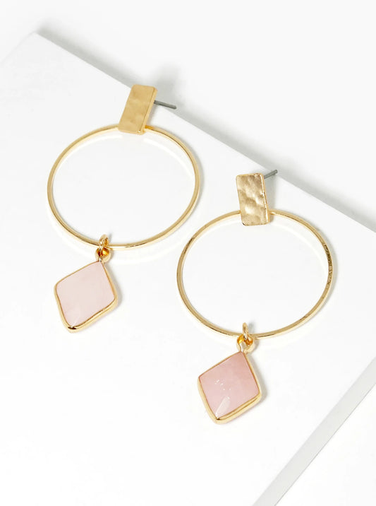 Semi-Precious Stone Pink Drop Earrings