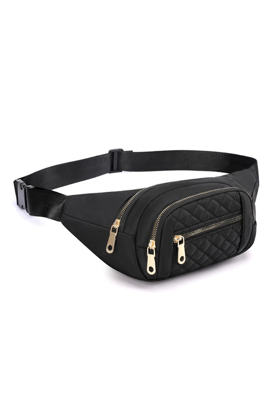 Zenana Black Quilted Waist Belt Bag