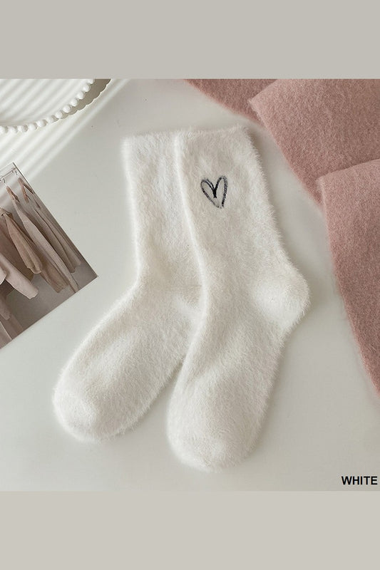 White Heart Socks