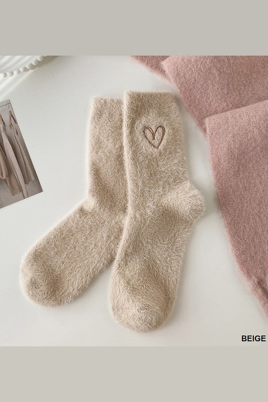 Beige Heart Socks