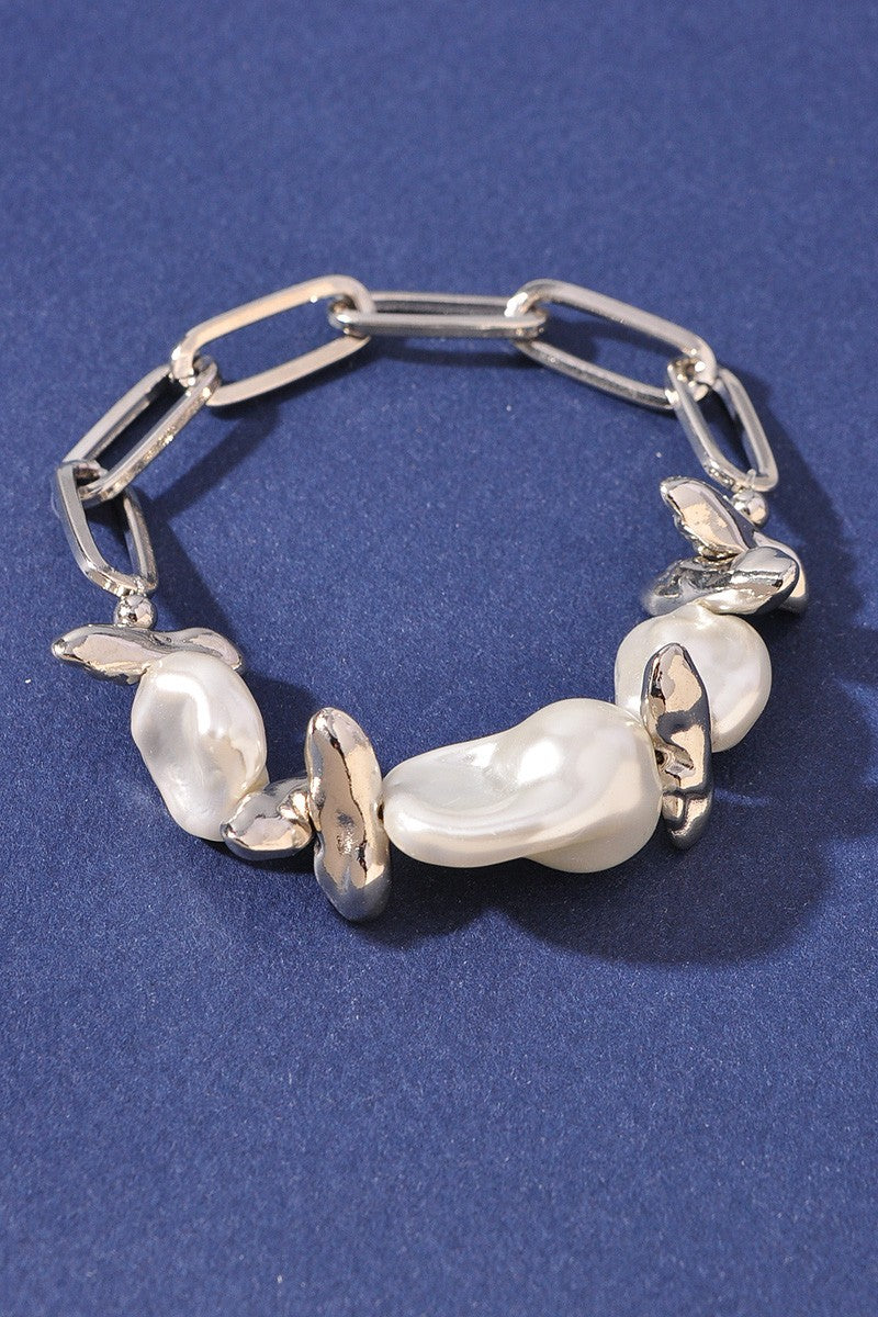 Silver Pearl Chain Bracelet