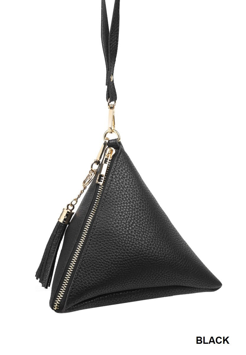 Pyramid Tassel Wristlet Leather Bag