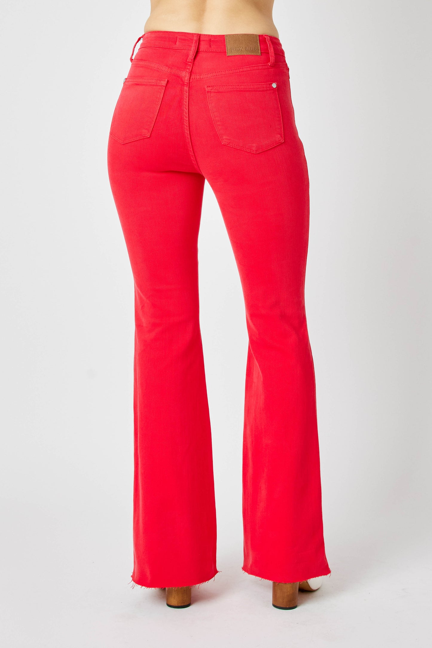 Judy Blue Tummy Control Red Raw Hem Jeans