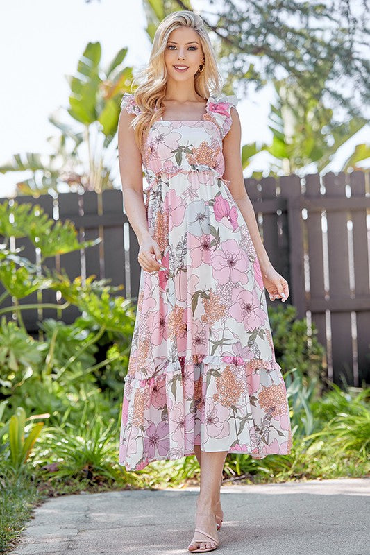 Floral Ruffled Midi Dress