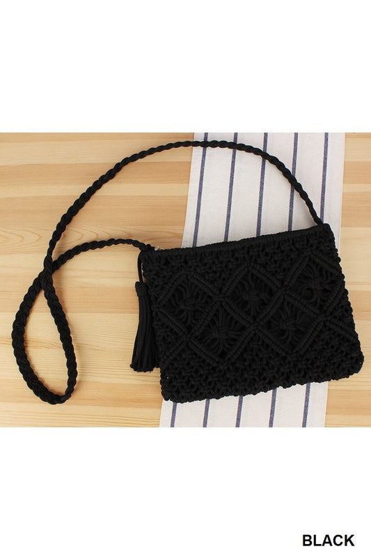 Bohemian Tassel Crochet Black Purse