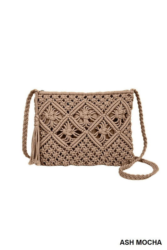 Bohemian Tassel Crochet Ash Mocha Purse