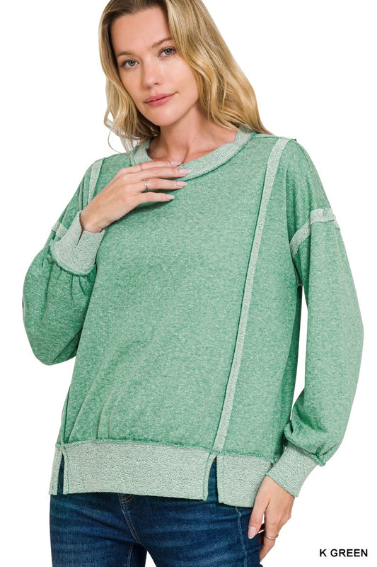 Kelly Green Exposed Seam Top