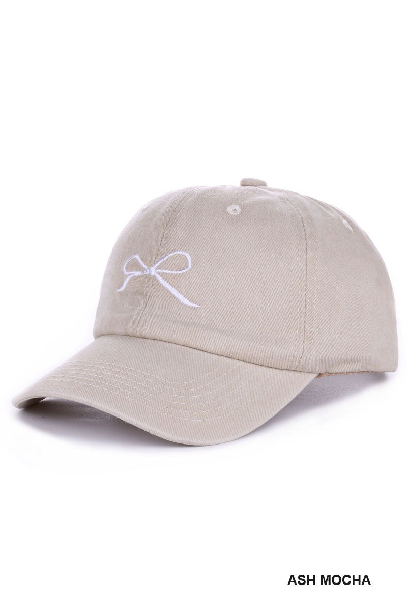 Ash Mocha Embroider Bow Hat