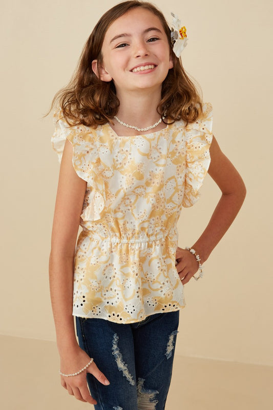 Girl's Crochet Eyelet Top