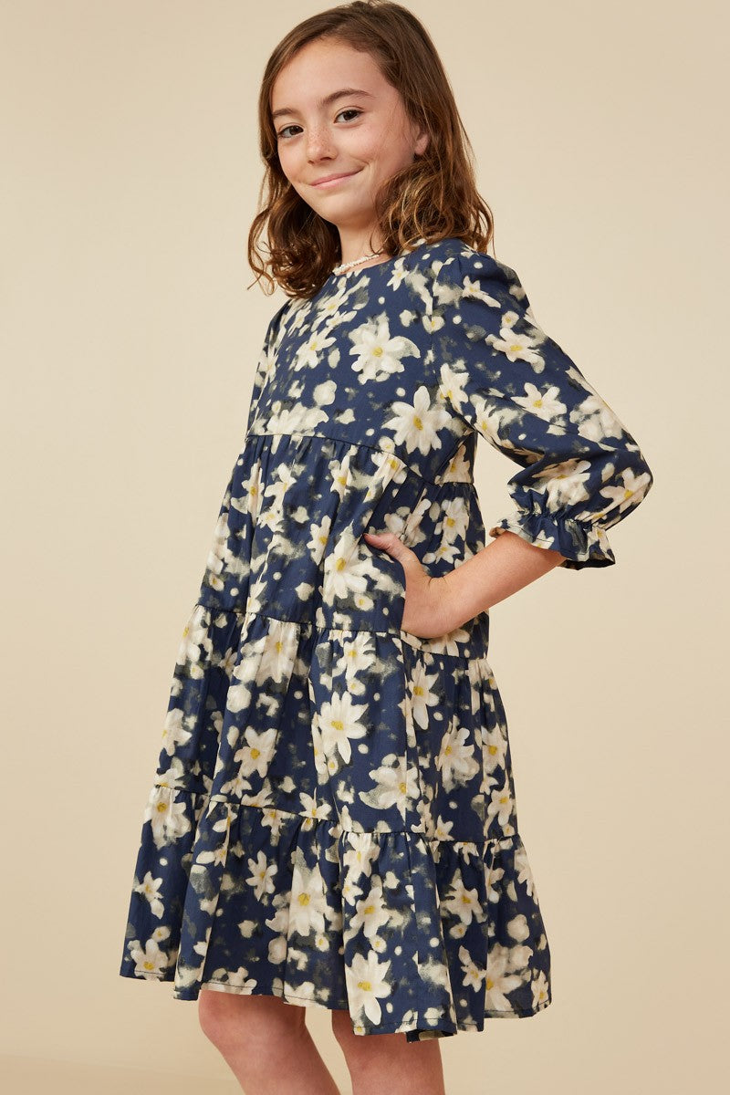 Girl's Navy Floral Dress