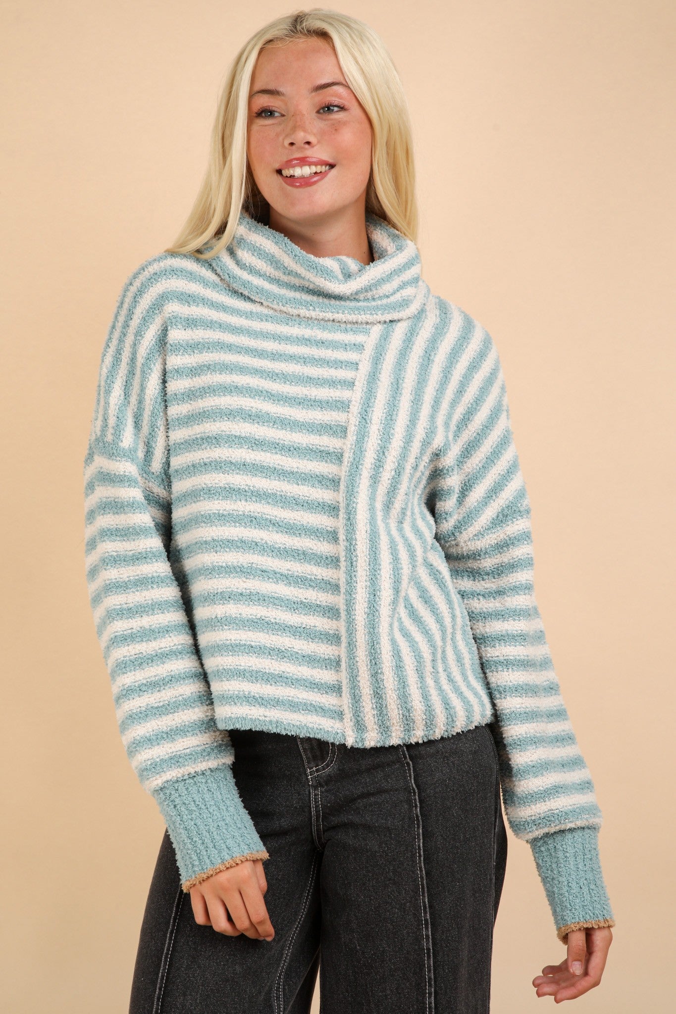 Sage Striped Knit Sweater