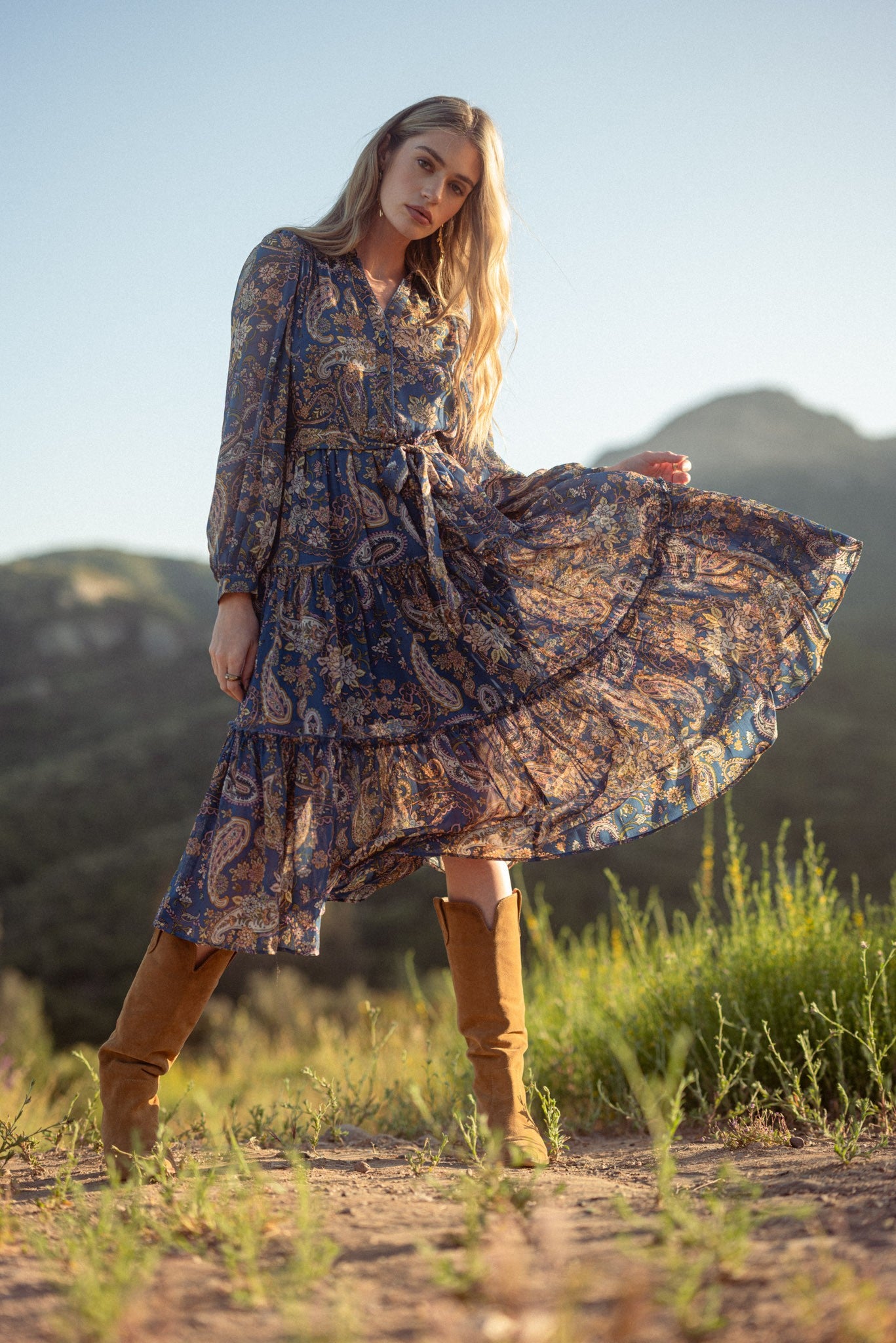 Denim Blue Paisley Dress