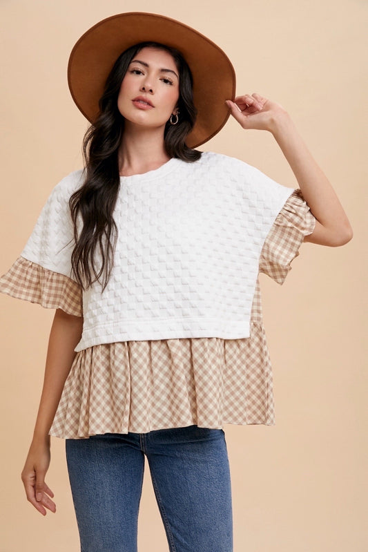 Latte Media Ruffle Top