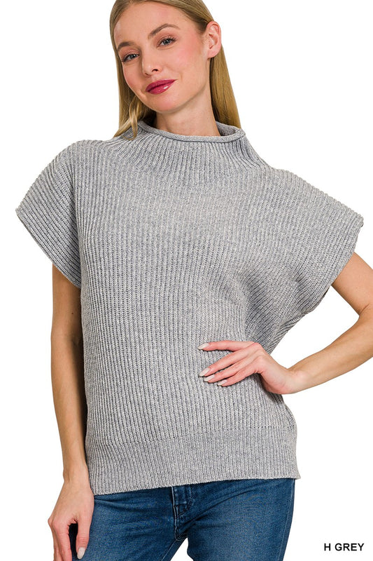 Gray Mock Neck Sweater