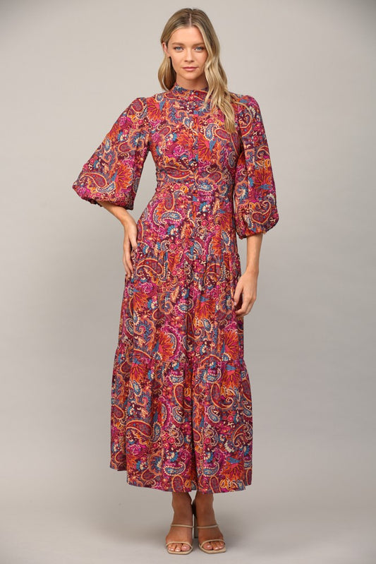 Love Found Plum Paisley Dress