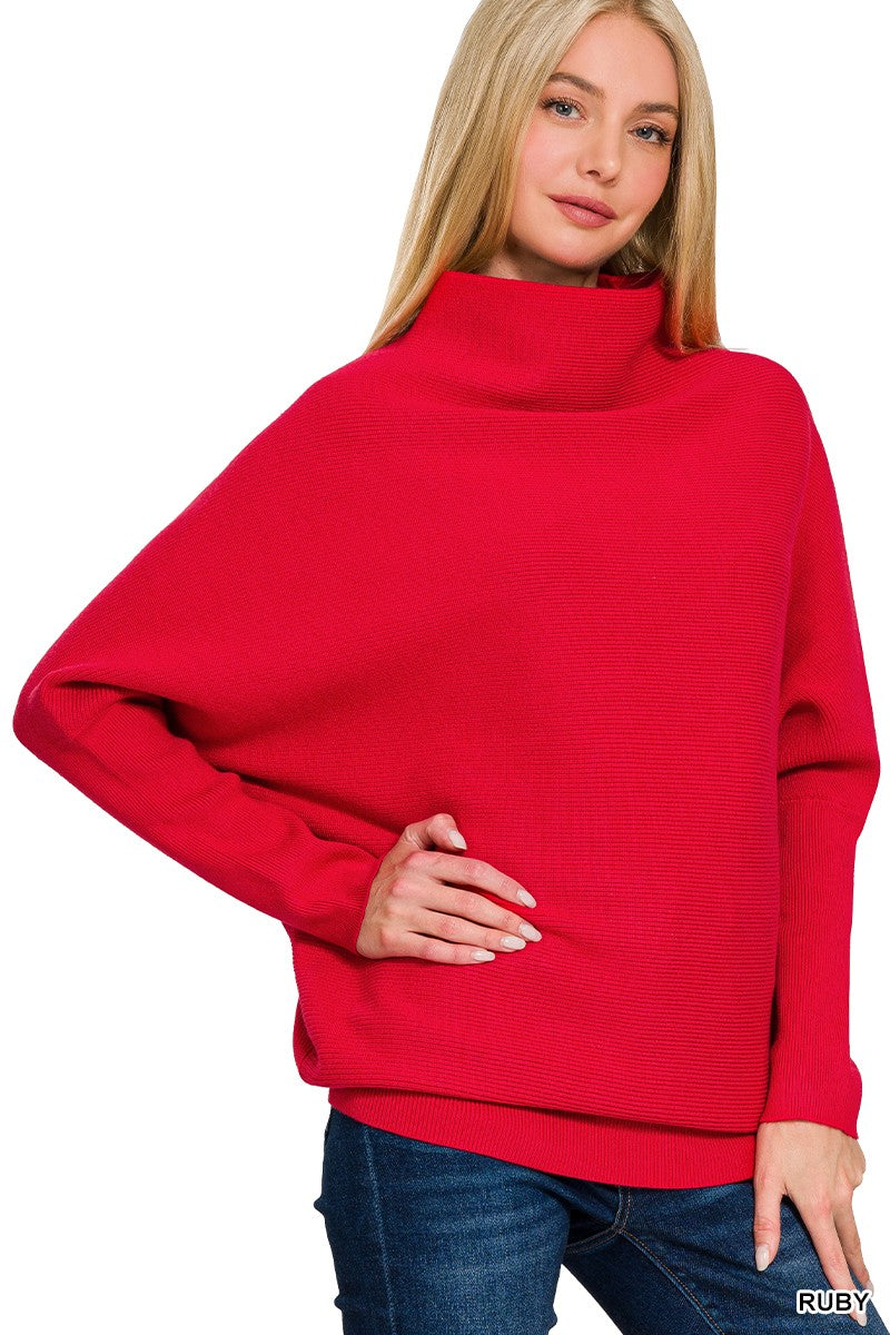 Red Viscose Dolman Sweater