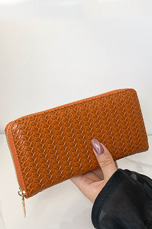 Camel Leather Woven Wallet