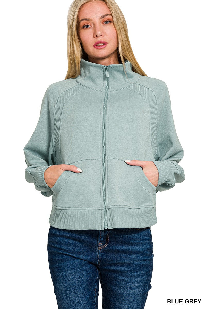 Zenana Scuba Blue Grey Jacket