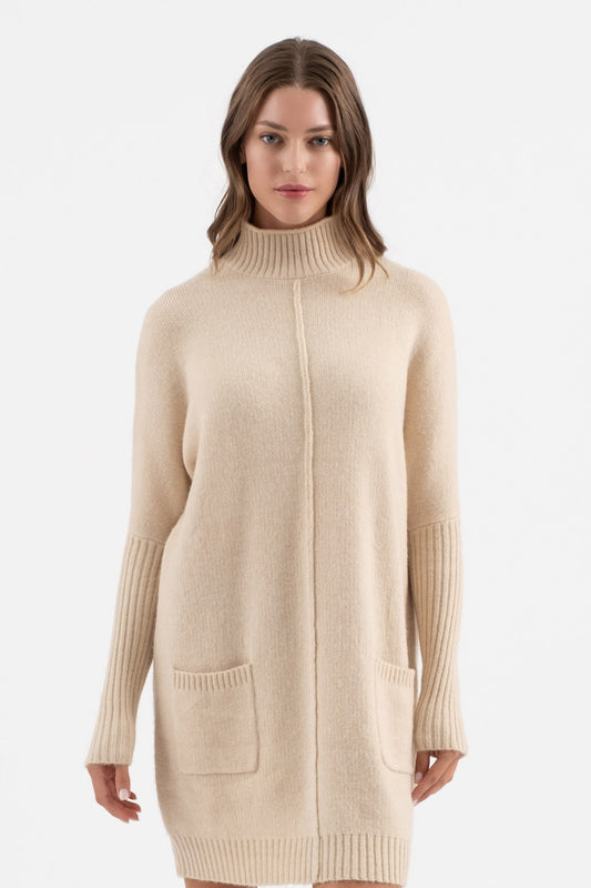 Cream Knit Sweater Dress